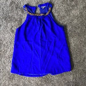 Royal Blue Blouse With gold braid